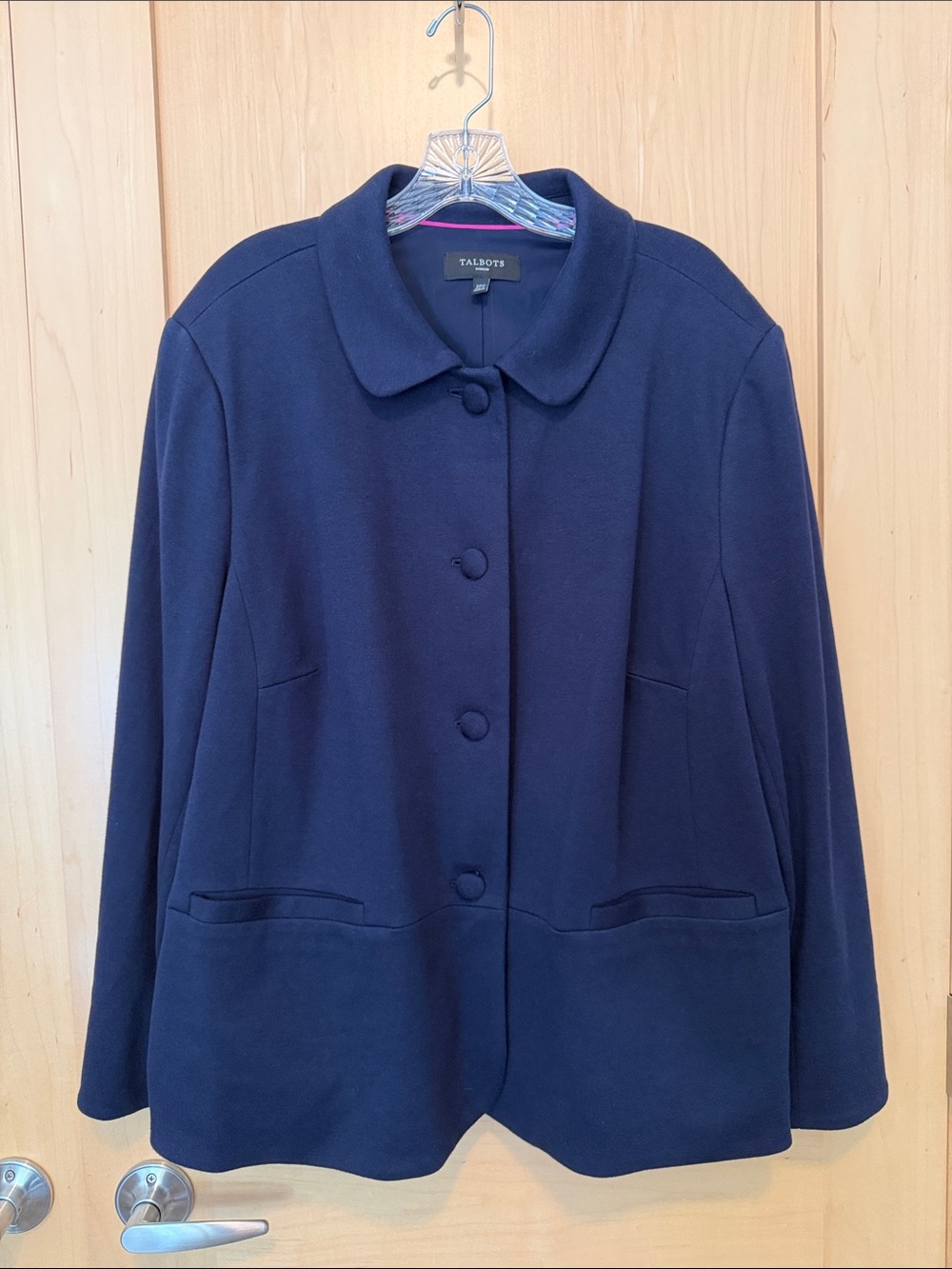 Talbots Navy Button-Up Blazer with Flattering Details